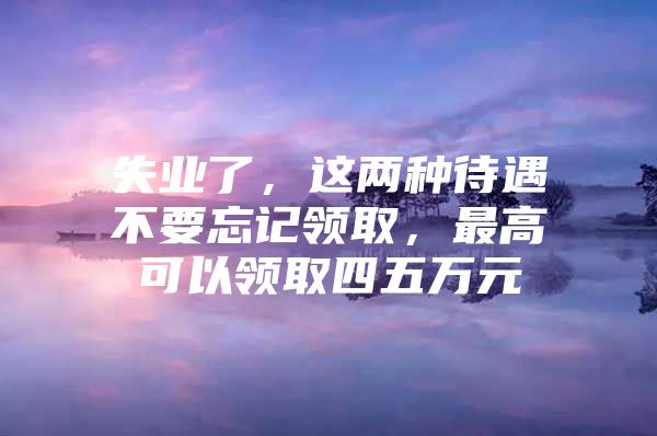 失业了，这两种待遇不要忘记领取，最高可以领取四五万元