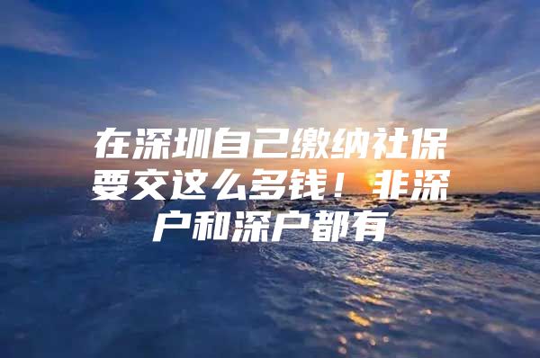 在深圳自己缴纳社保要交这么多钱！非深户和深户都有