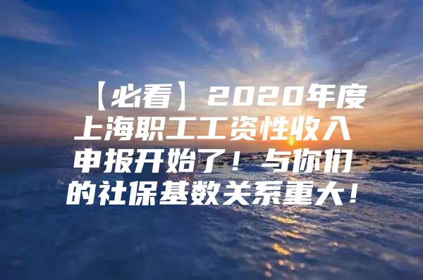 【必看】2020年度上海职工工资性收入申报开始了！与你们的社保基数关系重大！