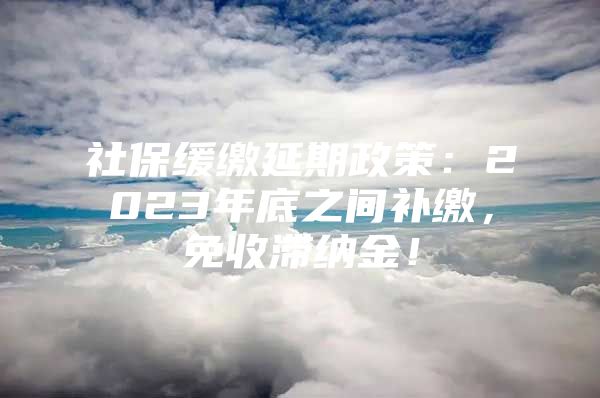 社保缓缴延期政策：2023年底之间补缴，免收滞纳金！