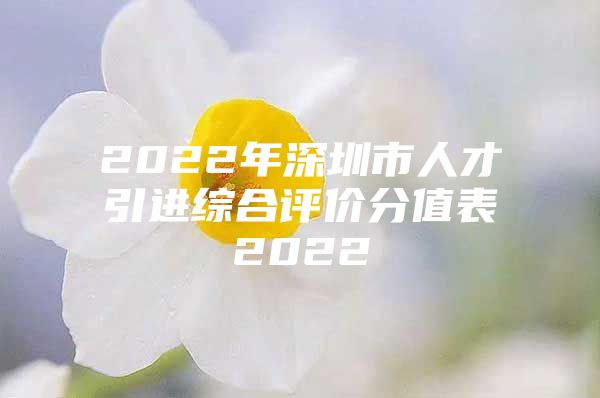 2022年深圳市人才引进综合评价分值表2022