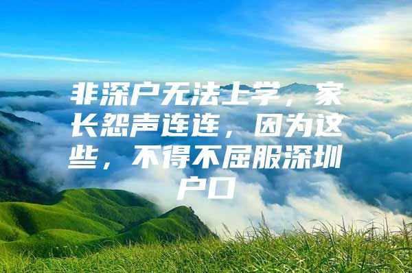 非深户无法上学，家长怨声连连，因为这些，不得不屈服深圳户口