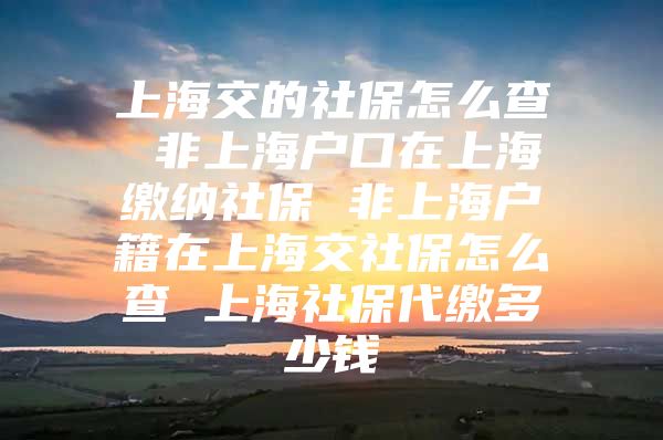 上海交的社保怎么查 非上海户口在上海缴纳社保 非上海户籍在上海交社保怎么查 上海社保代缴多少钱