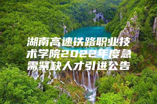 湖南高速铁路职业技术学院2022年度急需紧缺人才引进公告