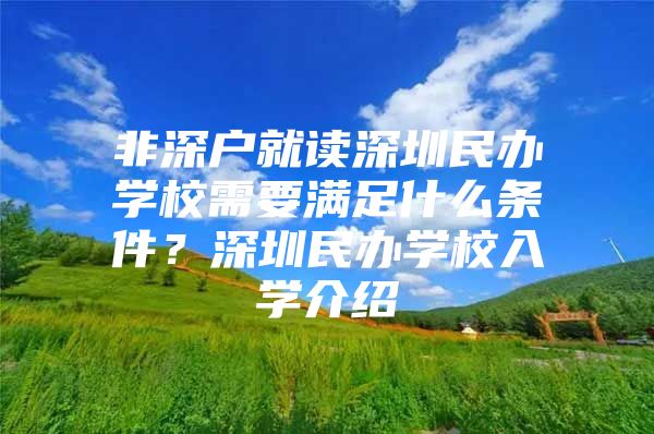 非深户就读深圳民办学校需要满足什么条件？深圳民办学校入学介绍