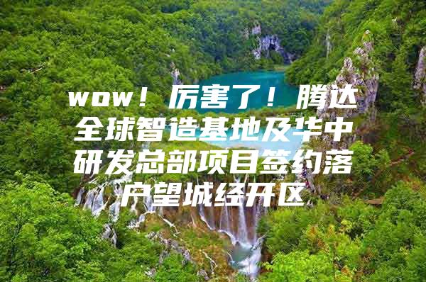 wow！厉害了！腾达全球智造基地及华中研发总部项目签约落户望城经开区