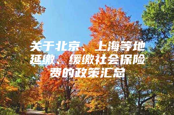 关于北京、上海等地延缴、缓缴社会保险费的政策汇总