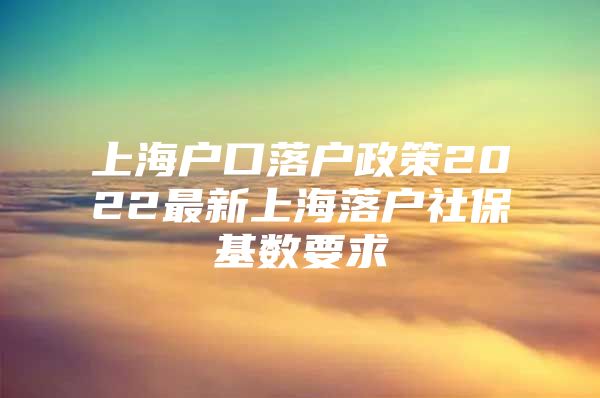 上海户口落户政策2022最新上海落户社保基数要求