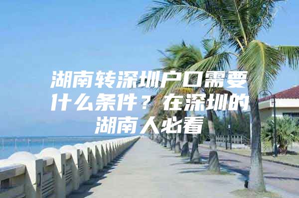 湖南转深圳户口需要什么条件？在深圳的湖南人必看