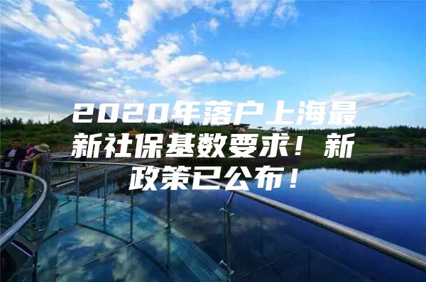 2020年落户上海最新社保基数要求！新政策已公布！