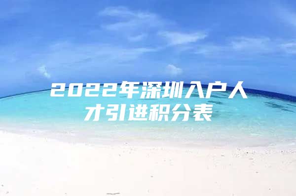 2022年深圳入户人才引进积分表