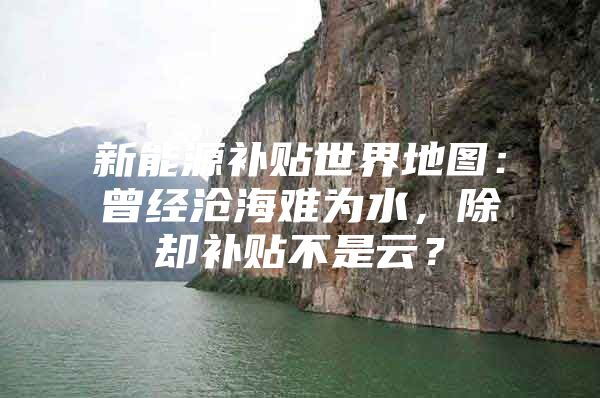 新能源补贴世界地图：曾经沧海难为水，除却补贴不是云？