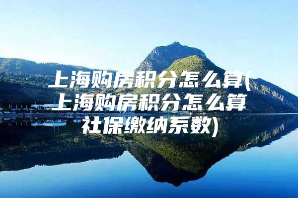 上海购房积分怎么算(上海购房积分怎么算社保缴纳系数)