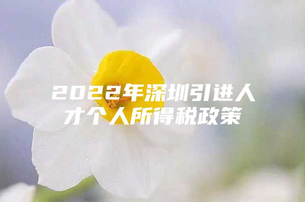 2022年深圳引进人才个人所得税政策