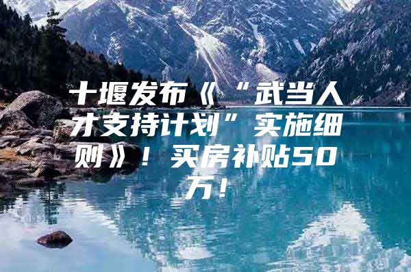 十堰发布《“武当人才支持计划”实施细则》！买房补贴50万！