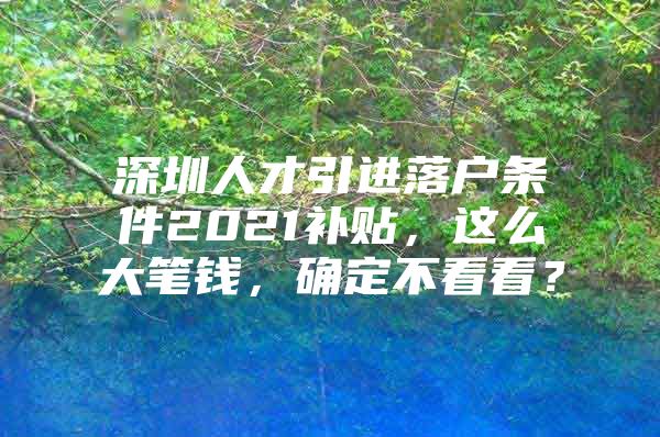 深圳人才引进落户条件2021补贴，这么大笔钱，确定不看看？