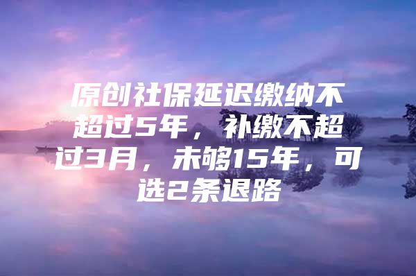 原创社保延迟缴纳不超过5年，补缴不超过3月，未够15年，可选2条退路