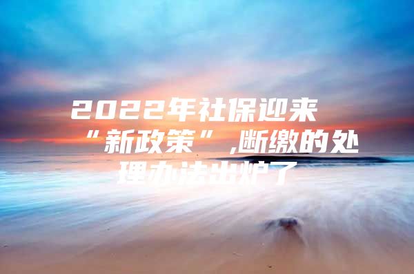 2022年社保迎来“新政策”,断缴的处理办法出炉了