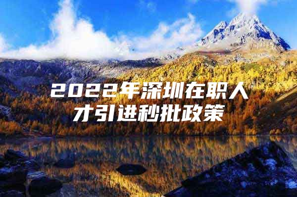 2022年深圳在职人才引进秒批政策