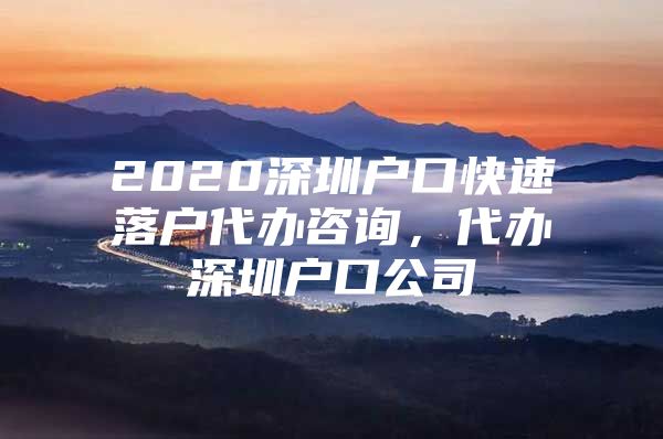 2020深圳户口快速落户代办咨询，代办深圳户口公司