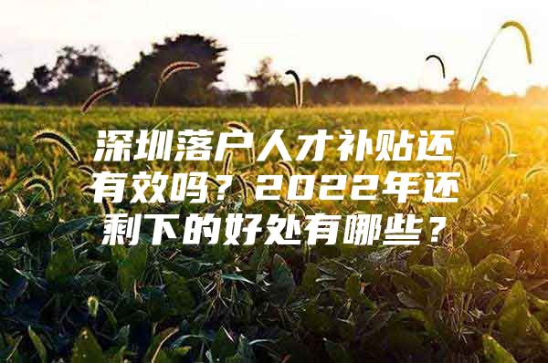 深圳落户人才补贴还有效吗？2022年还剩下的好处有哪些？