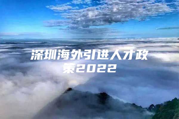 深圳海外引进人才政策2022