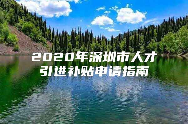 2020年深圳市人才引进补贴申请指南