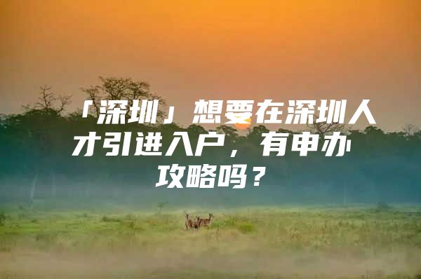 「深圳」想要在深圳人才引进入户，有申办攻略吗？