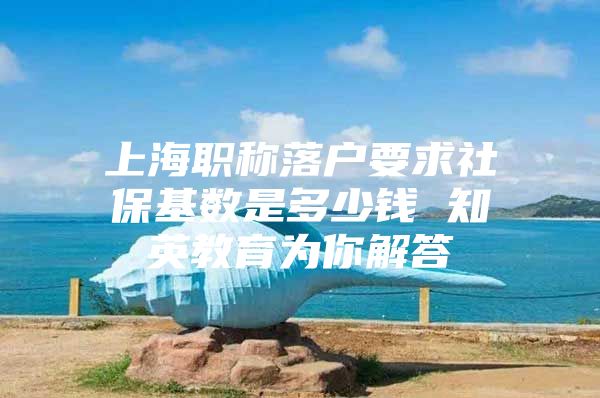 上海职称落户要求社保基数是多少钱 知英教育为你解答