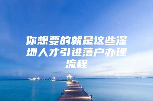 你想要的就是这些深圳人才引进落户办理流程