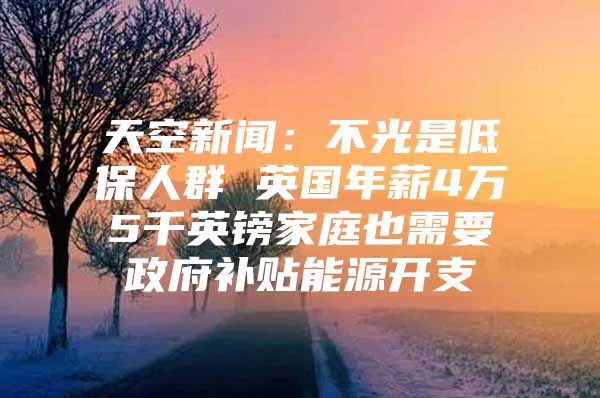 天空新闻：不光是低保人群 英国年薪4万5千英镑家庭也需要政府补贴能源开支