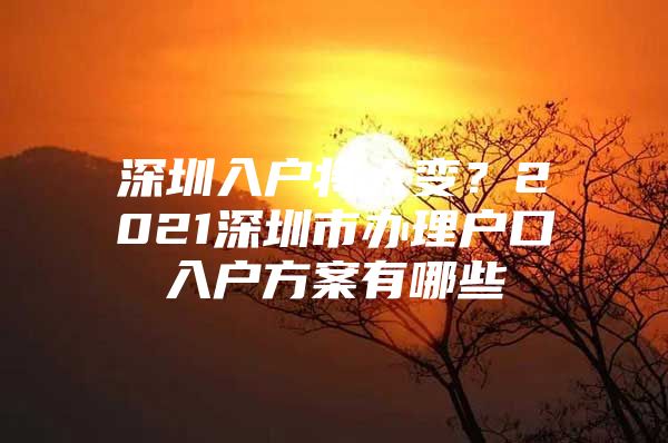 深圳入户将大变？2021深圳市办理户口入户方案有哪些