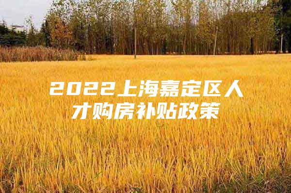 2022上海嘉定区人才购房补贴政策