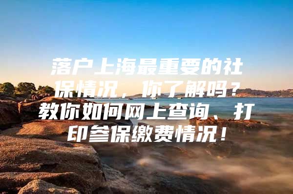 落户上海最重要的社保情况，你了解吗？教你如何网上查询、打印参保缴费情况！