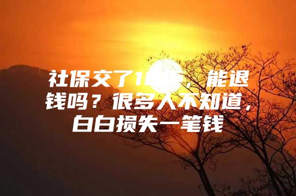 社保交了10年，能退钱吗？很多人不知道，白白损失一笔钱