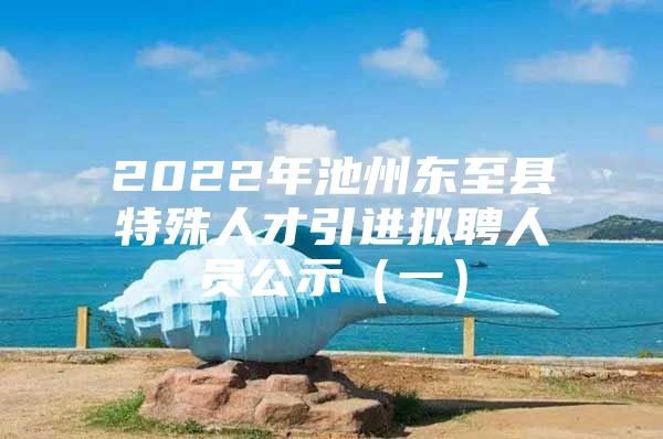 2022年池州东至县特殊人才引进拟聘人员公示（一）