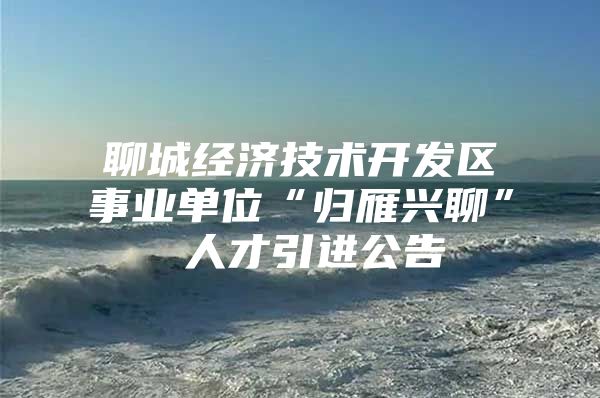 聊城经济技术开发区事业单位“归雁兴聊” 人才引进公告