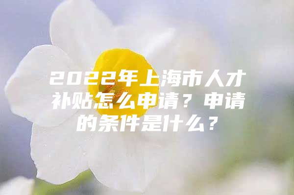 2022年上海市人才补贴怎么申请？申请的条件是什么？