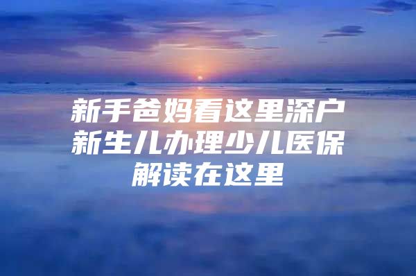 新手爸妈看这里深户新生儿办理少儿医保解读在这里