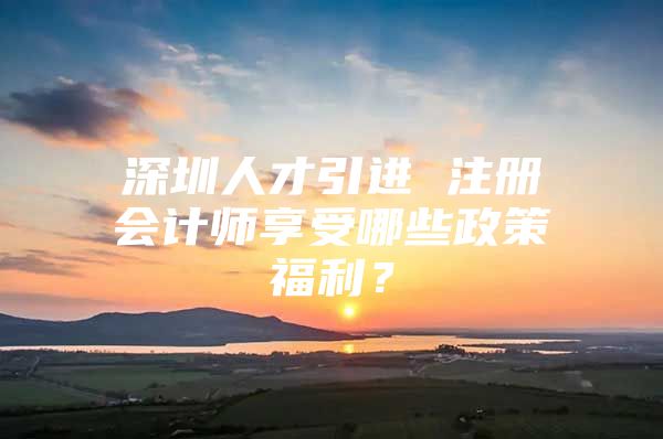 深圳人才引进 注册会计师享受哪些政策福利？