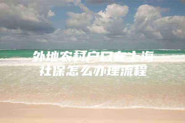 外地农村户口在上海社保怎么办理流程