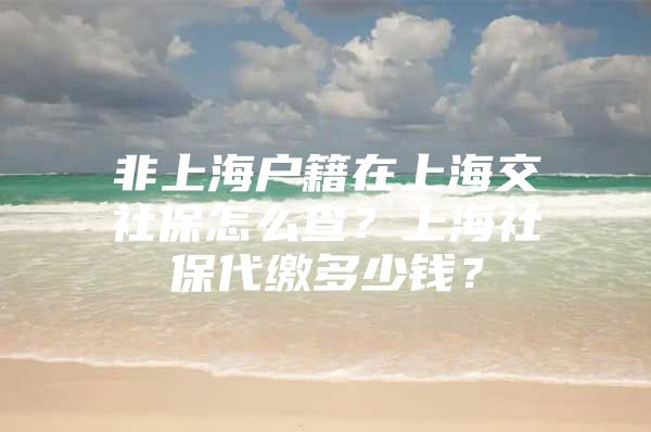 非上海户籍在上海交社保怎么查？上海社保代缴多少钱？