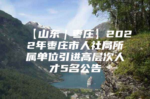 【山东｜枣庄】2022年枣庄市人社局所属单位引进高层次人才5名公告