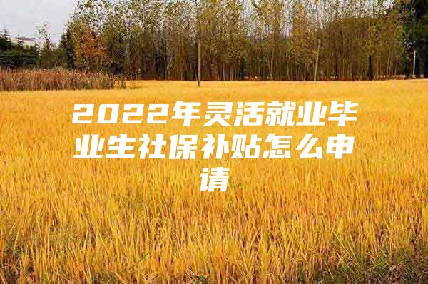 2022年灵活就业毕业生社保补贴怎么申请