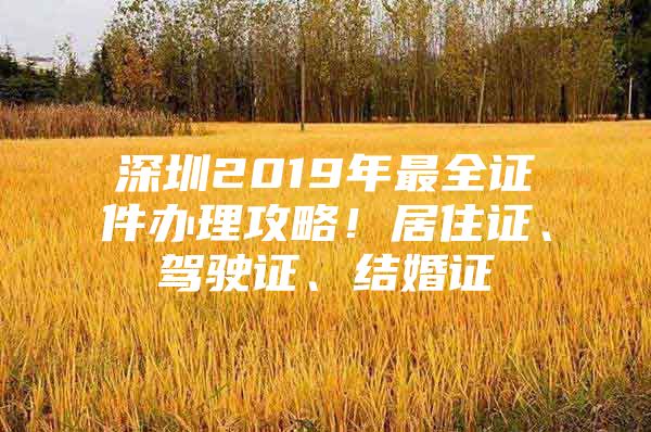 深圳2019年最全证件办理攻略！居住证、驾驶证、结婚证