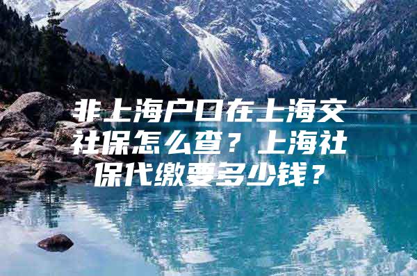 非上海户口在上海交社保怎么查？上海社保代缴要多少钱？