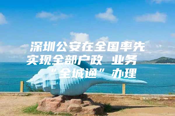 深圳公安在全国率先实现全部户政 业务“全城通”办理