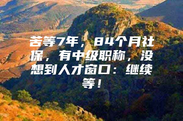 苦等7年，84个月社保，有中级职称，没想到人才窗口：继续等！