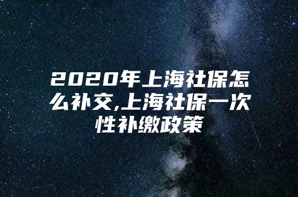 2020年上海社保怎么补交,上海社保一次性补缴政策