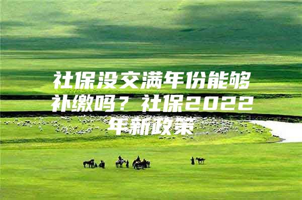 社保没交满年份能够补缴吗？社保2022年新政策